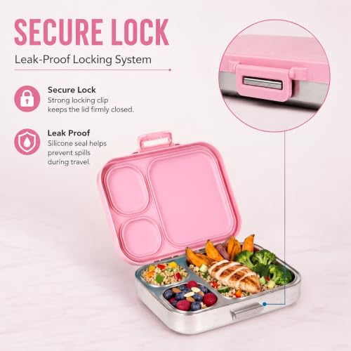 Image of Cubix Stainless Steel Bento Lunch Box - Pink Abstract