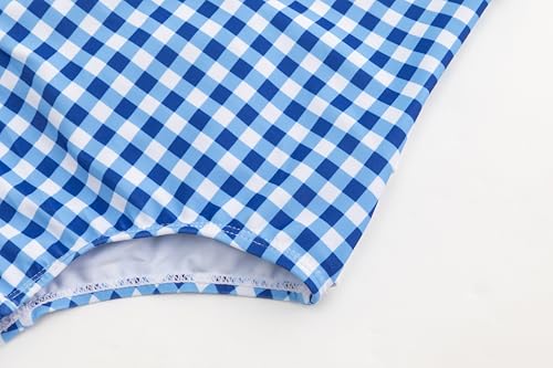 Image of LIZENS Girls One Piece Swimwear Checker Print Ruffles Bathing Suit for Kids Size 2-12