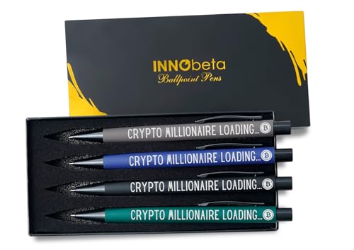 InnoBeta Crypto Gifts, Ballpoint Pen Set of 4, Perfect Crypto Gifts Idea for Men & Women and Any Crypto Investor on Birthday and Christmas
