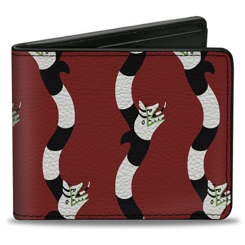 Beetlejuice Wallet, Bifold, Beetlejuice Banner Sandworm Stripe Bed Black White, Vegan Leather