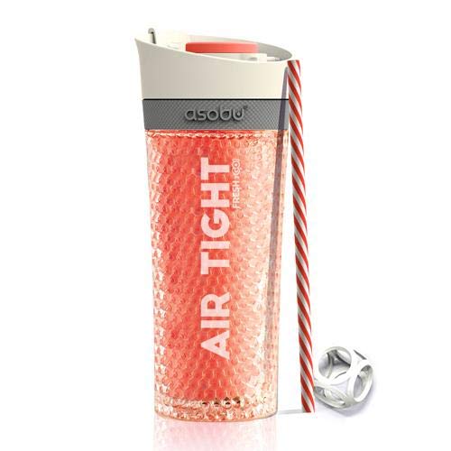 Asobu - Pump & Chill Water Bottle - Vacuum Insulated, Dual Copper Plated Insulation, Double Wall Stainless Steel, 500ml capacity (Red)