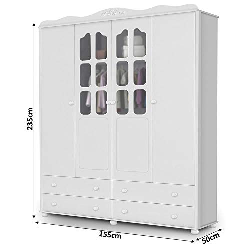 Guarda-Roupa Infantil Unissex 4 PT 4 GV Provence Branco Acetinado