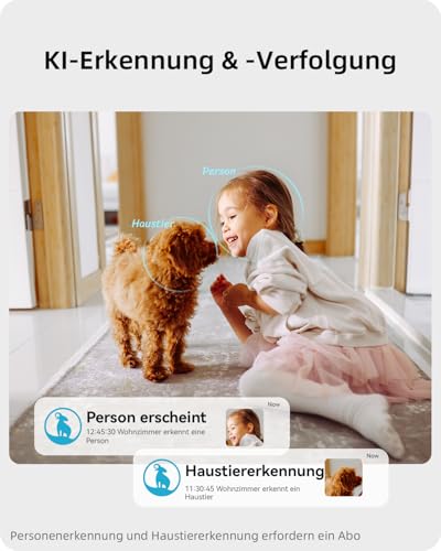 blurams 2K WLAN Kamera Überwachung innen,360° Überwachungskamera innen, Baby Monitor & Haustierüberwachung, Nachtvision, Zweiweg-Audio, Menschenerkennung, 2.4G/5G Wi-Fi 6, Kompatibel Mit Alexa