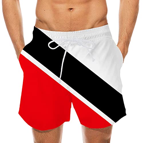Muscularfit Mens Swim Trunks Lightweight Drawstring Elastic Waist Swimming Trunks 3D Printed Striped Color Block Beach Shorts
