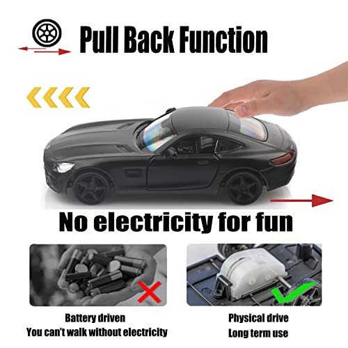 TOKAXI 1/36 Scale Mercedes Benz AMG GTS Diecast Cars Models,Pull Back Vehicles Toy Cars,Cars Gifts for Boys Girls (Black)