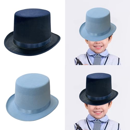 British Adult/Kids Flat Top Hat Prom Carnivals Party Costume Felt Magician Hat for Carnivals Show Party Lincoln top hat Magician Gentleman hat2