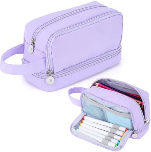 Big Capacity Pencil Case, 3 Compartments Large Pencil Pouch, Simple ...