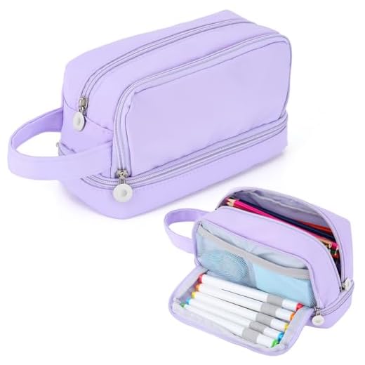 Alyvisun Estuche Escolar de Gran Capacidad con 4 Compartimentos para Niñas y Niños, Multiusos Estuches Colegio Organizador de Papeleria Pencil Case para Suministros de Escolares y Oficina (Púrpura)