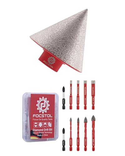Foret diamant carrelage FOCSTOL coffret 10 pièces mèches chanfrein 50mm