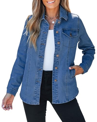 luvamia Lightweight Jean Jacket Women For Summer Denim Shirts Trendy