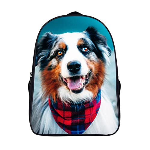 Sac à dos enfants adultes berger australien grand volume 40x28x16cm pour mode voyage décontracté