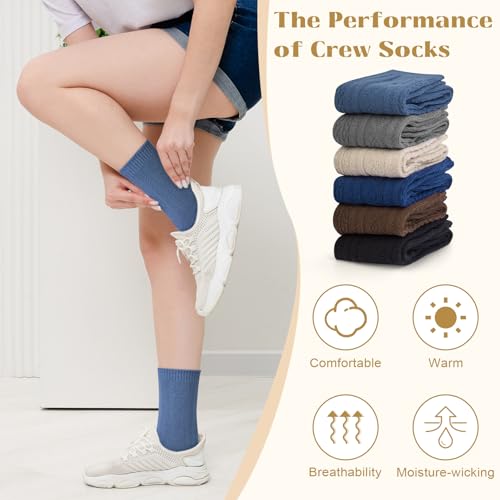 Justay Crew Socks for Women - Soft Knit Boot Calf Comfortable Cute Dress Cotton Socks Gifts4