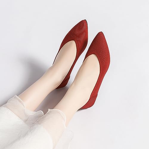 Image of Semwiss Women's Ballet Flats Comfortable Work Dressy Pointed Toe Shoes | Office-ready Comfort: Breathable Knit, Soft Memory Foam, Slip-on Lightweight, Foldable Flats for Business Casual & Formal