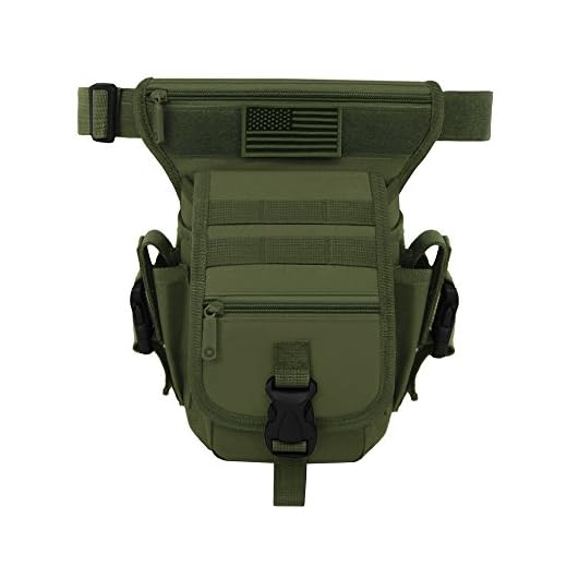 East West U.S.A RT519 Tactical Thigh Pack Waist Belt Drop Leg Utility Bag, Olive, 11.75"
