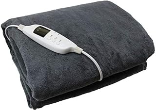 Guaranteed4Less Electric Heated Blanket Throw Over Soft Fleece Washable Polyester Warm Mattress (Grey)
