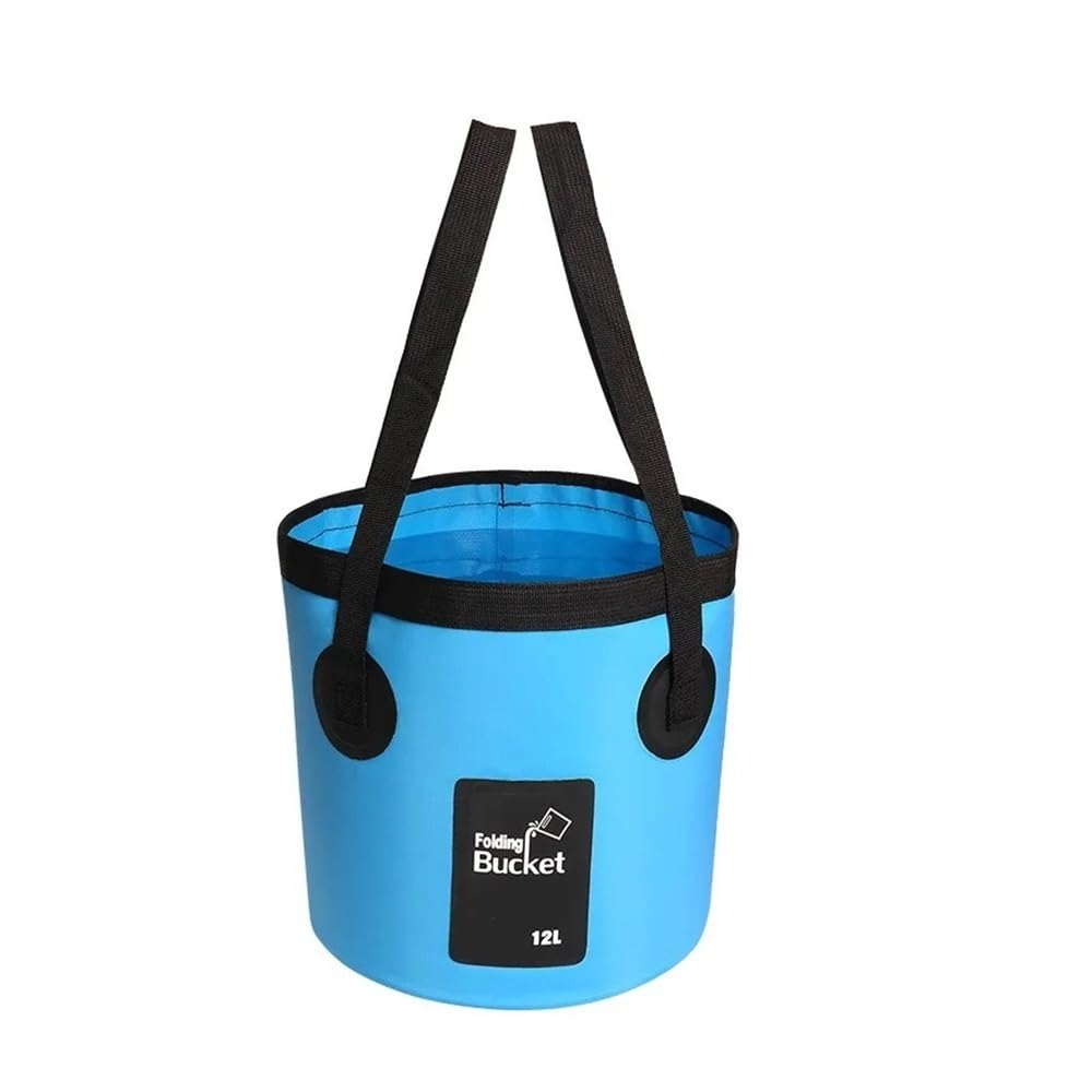12L 20L Foldable Water Bucket Lightweight Collapsible Pail with Handle(Blue 12L)