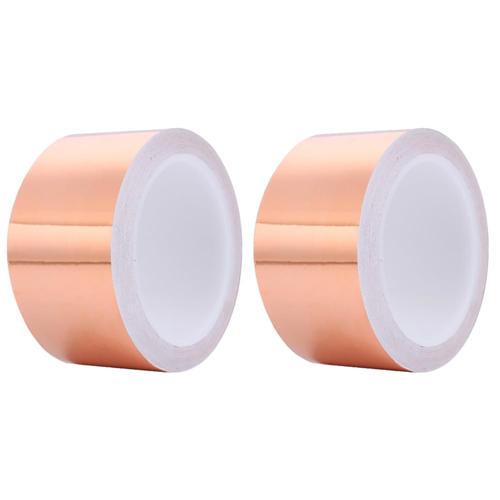 Nastro in lamina di rame da 30 m, 2 pezzi, 45 mm, nastro adesivo in rame colorato, nastro adesivo conduttivo in rame per schermatura EMI, vetrate, artigianato, riparazioni elettriche