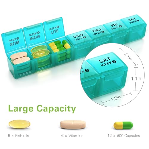 Image of BUG HULL Monthly Pill Organizer, Moisture-Proof Large 28 Days Pill Box with Removable 4 Weeks Pill Case Rows, Medicine Pill Organizer, Travel Pills Organizer with One Month Pill Container for Vitamin