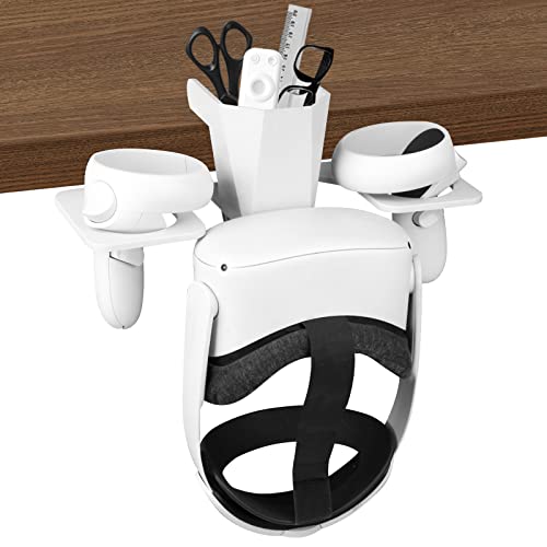 Multi Functional Desktop Mount Holder for Oculus Quest 2 Headset and Controllers - Orangize Your OQ2 Elegantly- Made by VR Player - for VR Player