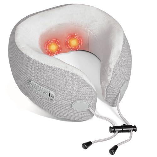Electric Neck Massager,Portable Travel Pillow with Massage and Heat,Rechargeable vibrating Neck...