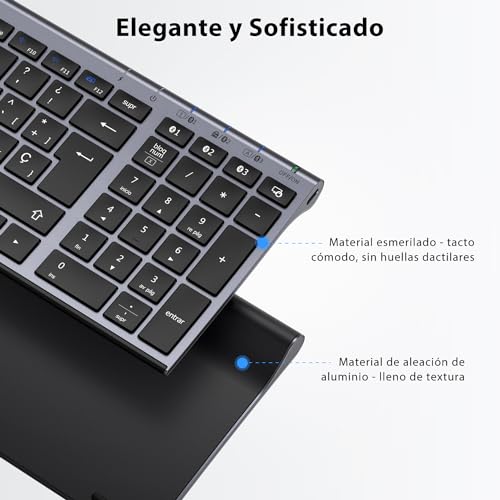 Teclado Bluetooth premium iClever BK10 de diseño compacto y elegante color negro grisáceo 5