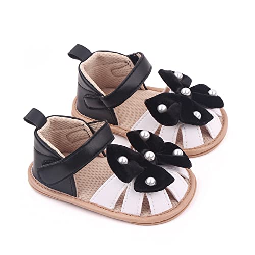 Infant Baby Girls Rome Sandals Baby Wedding Dress Flat Shoes Newborn Pearl Bow crib First Walkers PreWalkers Shoes3