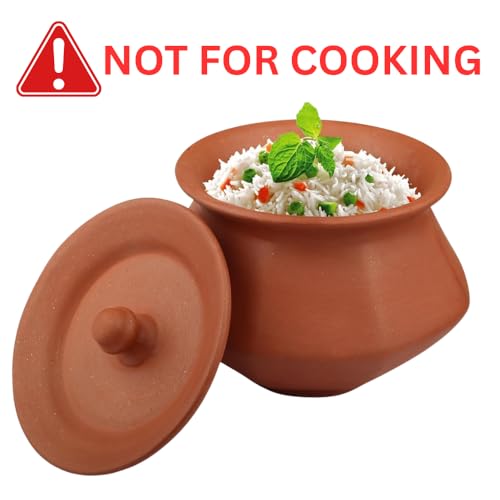 Image of Bhanvi 500ml Unpolished Clay Curd Pot for Dahi, Sprouts & Serving | Terracotta Mitti Handi | Handmade Yogurt Bowl with Lid | Natural Earthen Bowl for Kitchen & Dining (Phal, 500 ml)