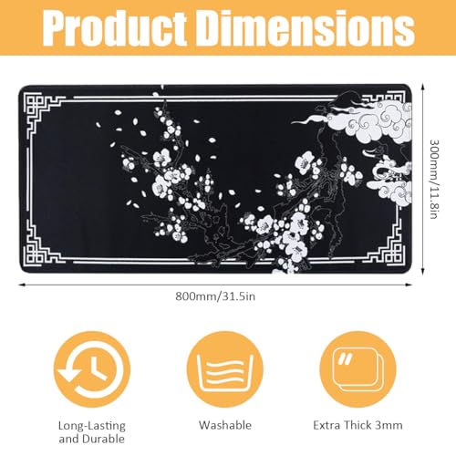 Alfombrilla Ratón XXL 800 X 300 mm, Alfombrilla Ratón Gaming Goma Antideslizante, Mouse Pad Mejora la Precisión y la Velocidad, Resistente al Agua, para Teclado, Jugadores, PC, Oficina - imagen 2