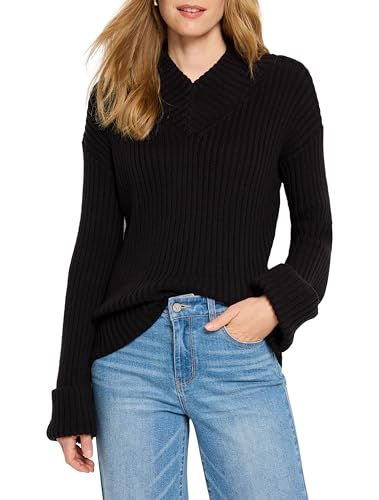 NIC+ZOE Women's Mock V Ribbed Sweater2