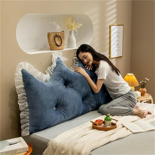 Image of Headboard Pillow PP Cotton Filler Large Bolster Pillows Backrest Support Sitting Up Reading Pillow in Bed Velvet Rest Upholstered Headboard Pads, (Blue, 39 inchx39 inch)