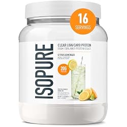 Isopure Clear Whey Isolate Protein Powder, Lactose Free, Gluten Free, Naturally Flavored, Citrus Lemonade, 20g Protein Per Serving, 14.1 Oz, 16 Servings (Packaging May Vary)