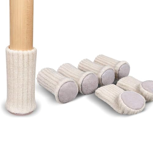 Ezprotekt 24 PCS Chair Socks High Elastic Floor Protectors Non Slip Chair Leg Feet Socks Covers Furniture Caps Set, Fit Diameter from 1" to 2",Knitted Furniture Pads, Beige - Image 5