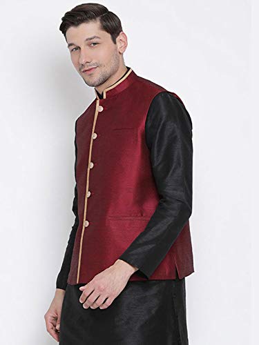 Elina fashion Men's Indian Banglori Silk Nehru Jacket || Jodhpuri Bandhgala Sleeve Less ONLY Waistcoat3