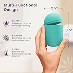 EcoBlossom Menstrual Cup Case and Sterilizer - Reusable Silicone Sterilizing Holder - Cleaner Period for You and Your Disc or Cup - Portable Cleaning Container & Microwave Steamer (Cyan) - Image 4