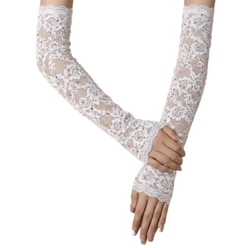 Guantes largos de malla hueca para mujer, accesorio brillante de etiqueta multicolor