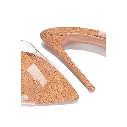 Cape Robbin Melrose Nude Clear Cork Slip-On Mule Pointy Open Toe Stiletto Heel4