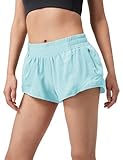 HXUNJW Athletic Shorts for Women,Mesh Lined 2.5' Running Shorts,Quick Dry Active Workout Shorts with Zip Pocket(01-Turquoise-M)