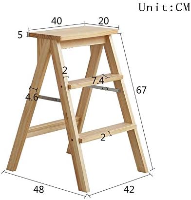 Solid Wood Folding Barstool Ladder Chair - 3-Step Multifunctional Stool for Kitchen, Office, Pub & Café - Space-Saving Green Step Stool for Easy Reach