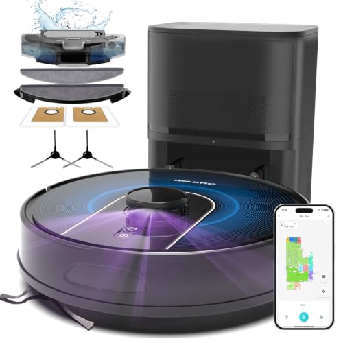 Image of Bagotte Robot Vacuum and Mop Combo, 6000Pa Robotic Vacuum with Mapping, Self-Emptying Station for 90 Days Hands-Free, LiDAR Navigation,Wi-Fi /App /Voice Control, for Carpets&Hard Floors