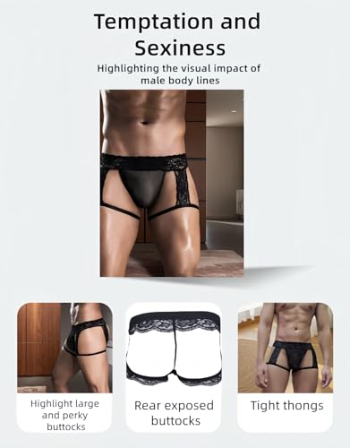 Men's Lace Underwear Sexy Boxer Briefs - Sheer Mesh Low-Rise Panties with 3D Pouch, Comfortable & Breathable2