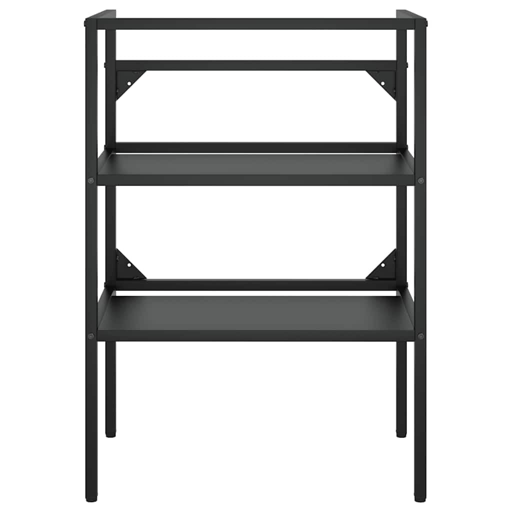 Waschtischgestell Schwarz 59×38×83 cm aus Eisen Pulverbeschichtet Modernes Offenes Design Robuste Badezimmer-Konsole mit Wandhalterung Für kleine Gäste-WC und enge Bäder