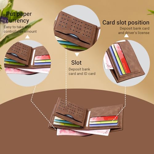 1 Pcs Men's Slim Wallet - Coin Pocket & Bank card pocket-brown4