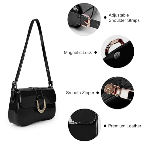 Image of Womens Shoulder Bag, Womens Crescent Shoulder Bag Y2K Crescent Purse Black Bag Shoulder Bag Small Hobo Purse