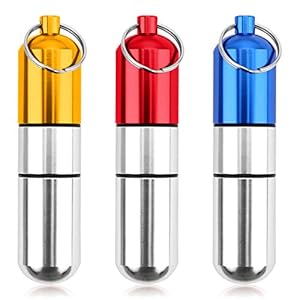 Metalen Pil Case, 3 Stks Sleutelhanger Pil Case Waterdichte Pil Capsule Fles Aluminium Pil Box Pocket Tandenstoker…