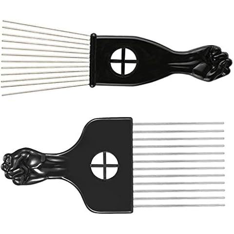 2 Pcs Large Afro Hair Pick Combs for Women and Men - Hard Plastic, Oil Infused for Lifting and Styling Curly, Natural Hair Cover