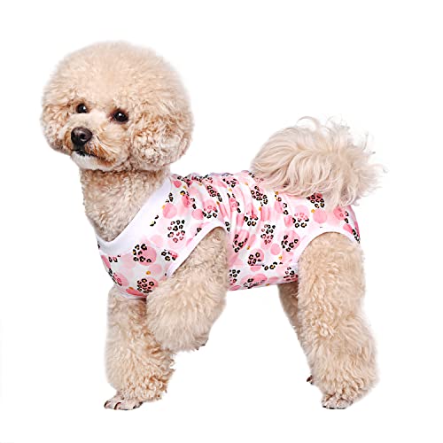 Image of Dog Surgical Recovery Suit Pet After Surgery Onesie Cat Bodysuits Cone E-Collar Alternative for Female Male Dog Pink Leopard /Medium