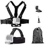 TEKCAM 4 in 1 Chest Strap and Head Mount for Gopro Hero 12, 11, 10, AKASO EK7000, Brave 4, V50, Dragon Touch, WOLFANG Action Cameras