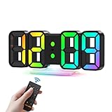 AMIR Large Digital Wall Clock, 3D LED Alarm Clock with Remote Control, Digital Alarm Clock Adjustable Brightness, Dimmable Silent, Snooze, USB Alarm Clock for Bedroom Living Room(9.3 inch)