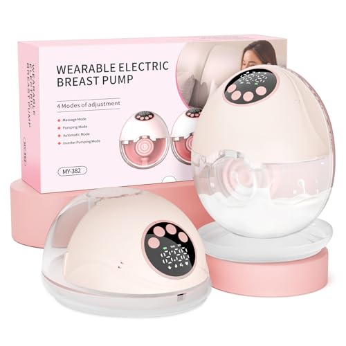 Wagxoey Milchpumpe Elektrisch, Elektrische Milchpumpe Handsfree 4 Modi 12 Stufen mit 17/19/21 mm komfortabler Flansch, Schmerzfrei Leise (2 Stück)