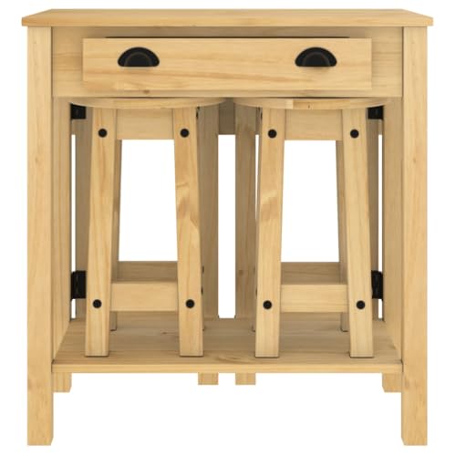 Mesa de bar plegable y dos taburetes de madera para optimizar espacio en comedores pequeños 3
